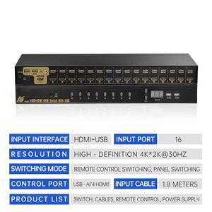 Dtvs 16-<span class=keywords><strong>Port</strong></span> Rack-Mount HDMI + USB <span class=keywords><strong>KVM</strong></span> từ xa/Bảng điều khiển chuyển đổi 4K 30Hz Hub chức năng <span class=keywords><strong>KVM</strong></span> chuyển đổi cho 16 máy chủ/chiếc - Product Image 2