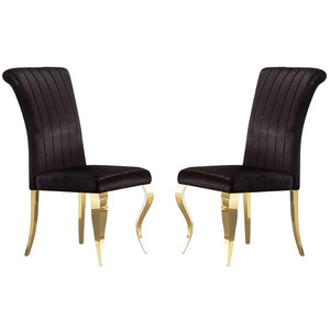 เก้าอี้สีดำสำหรับโต๊ะอาหารทันสมัยห้องรับประทานอาหารเก้าอี้กำมะหยี่ - Product Image 1