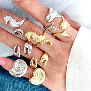 <span class=keywords><strong>Ringa</strong></span> de estrella de mar especial de alta calidad chapada en oro, anillo de estrella de mar de concha Simple ajustable, venta al por mayor, anillos simples - Product Image 2