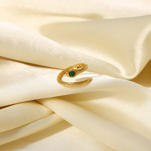 18K, позолота, нержавеющая сталь, кольцо змея ювелирные изделия браслеты с подвесками Малахитовый Кобра Открытое кольцо для женщин - Product Image 4