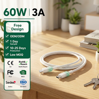 Câble de données USB Type-C à charge rapide KYT 60W 3A en TPE/Nylon tressé avec conducteur en cuivre pur pour iPhone, Android, appareil photo et ordinateur