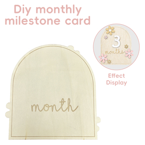 Nicro DIY Panneau <span class=keywords><strong>en</strong></span> <span class=keywords><strong>bois</strong></span> <span class=keywords><strong>en</strong></span> forme d'<span class=keywords><strong>arche</strong></span> fleurie pour cadeaux de fête prénatale et d'anniversaire, accessoires photo et cartes de jalons mensuels pour nouveau-né et nourrisson - Product Image 3
