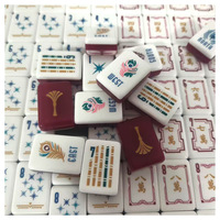Jeu de Mahjong Complet Personnalisé Rouge Ginkgo en Acrylique Frotté à la Main, Style Américain/Western, Boîte en Carton, pour Soirées de Jeu en Famille et Adultes