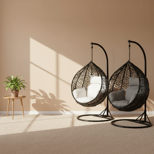 Sedia a dondolo singola in rattan a forma di nido d'uccello, sedia a dondolo da esterno, sedia a dondolo da interno per balcone - Product Image 6