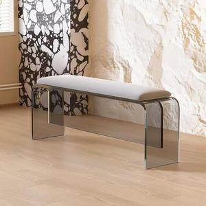 Banco largo suspendido de acrílico, lujoso y sofisticado mueble para zapatos en la entrada, banco para el pie de la cama, banco largo sencillo para el comedor - Product Image 2