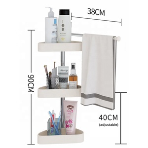Serviette murale en <span class=keywords><strong>acier</strong></span> <span class=keywords><strong>inoxydable</strong></span> à 5 niveaux antirouille blanc flottant salle de bain rotatif télescopique coin rangement étagère de <span class=keywords><strong>douche</strong></span> - Product Image 6