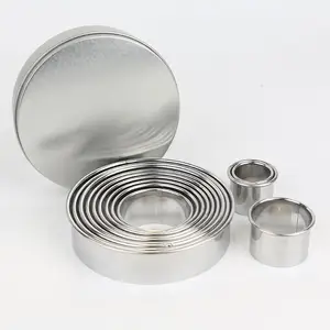 Baking Tools 12Pcs Round Cookie Biscuit Cutter Set Stainless Steel Donut Cutter Ring Molds Graduated Circle For Pastry With Case