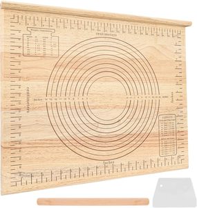 带卷尺的木制糕点盘，包括揉面板、擀面杖、多用途面团盘套装 - Product Image 1