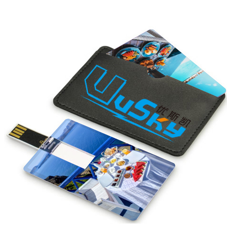 Kartu Bisnis USB 2.0 Cetakan Warna Penuh, Flash Drive USB Plastik 8GB Hadiah Populer Kartu Kredit 16GB