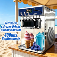 Máquina de helado suave YourTime 40L/h con 3 boquillas, bomba de aire, para yogur helado, precio de fábrica, de mostrador, Sundae Flavorama, depósito