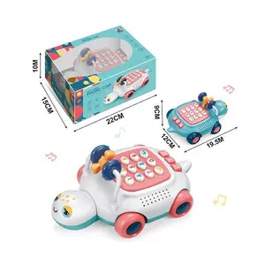 Samtoy 다기능 지능 장난감 전화 교육 크롤링 캐리어 슬라이딩 자동차 장난감 음악 프로젝터 아기 전화 장난감