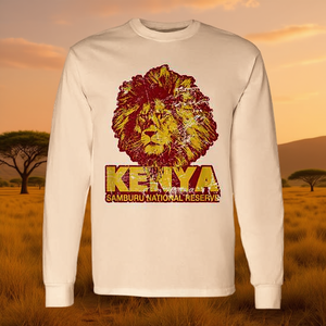 T-shirt promotionnel à manches longues Samburu Lion Reserve Kenya Afrique, style safari rétro - Product Image 3