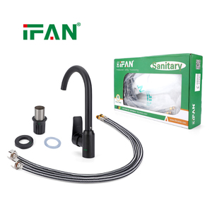 <span class=keywords><strong>Robinet</strong></span> mélangeur de <span class=keywords><strong>cuisine</strong></span> IFAN à col long en acier inoxydable noir plaqué, avec fonctionnement fluide et <span class=keywords><strong>raccord</strong></span> de <span class=keywords><strong>tuyau</strong></span> tressé robuste - Product Image 6