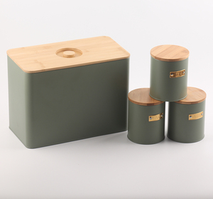 Set di contenitori e contenitori per pane da cucina di grandi dimensioni con coperchio <span class=keywords><strong>in</strong></span> bambù tagliere contenitori per pane <span class=keywords><strong>in</strong></span> <span class=keywords><strong>metallo</strong></span> - Product Image 3