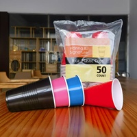 Tasse de fête en plastique jetable à double paroi de 7 oz avec logo personnalisé américain Plusieurs couleurs PP/PS Tasse de fête rouge pour fête de Pâques