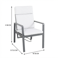 Moderno Juego de Comedor de Aluminio para 6 Personas, Sillas Reclinables Ajustables y Cómodas, Mesa de Patio Ligera para Jardín o Patio