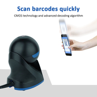 Pemindai Barcode Omnidirectional USB Desktop 2D Hands-free, Pembaca Kode QR Otomatis, Tersedia, Garansi 2 Tahun