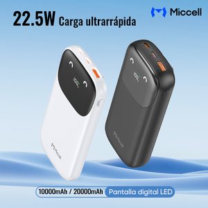 Batería Externa Miccell de <span class=keywords><strong>10000mAh</strong></span>, 35W PD, Carga Rápida, Cables Integrados, Pantalla LED, Impermeable, Li-Polymer - Product Image 3