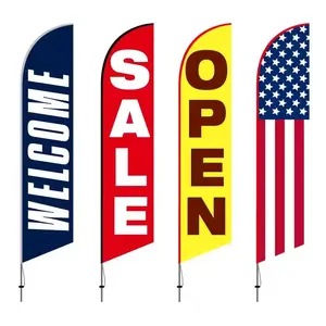 Customized Decorate Fast Produce Wholesales Cheap Promotional Outdoor Advertising Tear Drop Beach Feather Flag