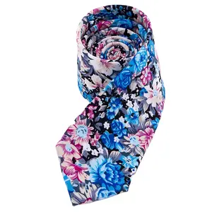 RunLin Factory Manufacturing Wholesale Elegant Style Floral Flower Cotton Custom Yarn Dyed Woven Ties for Men