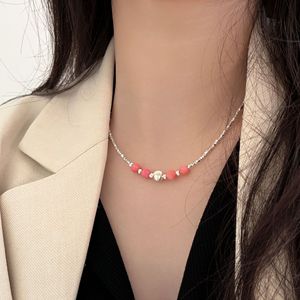 Yinruitai S925 Sterling Silver Beaded Necklace Colorful <b>Candy</b> Tone Collarbone Chain For Women Everyday Wear - Product Image 4