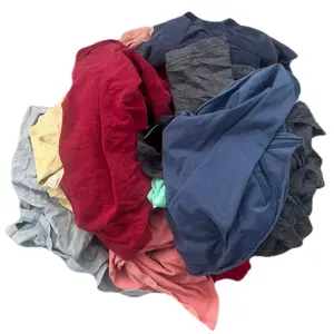 Kain daur ulang handuk katun putih tekstil limbah kaus berwarna gelap 100% katun kain untuk pembersihan pengelapan industri