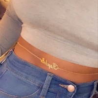 Nom en acier inoxydable ventre taille chaîne personnalisé 14k 18k plaque d'or personnalisé corps chaîne bijoux de mode