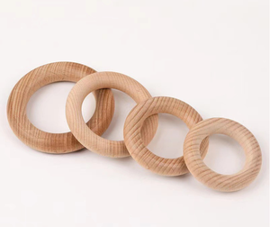 Ecológico Grabado Log Color Haya Anillo de madera Bolso Bebé Molar Juguete - Product Image 4