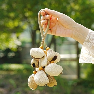 Campana de Sonido Portátil Hecha a Mano con Cáscaras de Frutas Variadas, Sonajero de Terapia de Sonido para Yoga, Campana de Viento de Cáscara de Nuez Natural, Regalo - Product Image 4