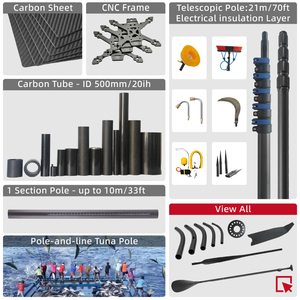 Nhà máy trực tiếp 10ft-70ft sợi carbon prepreg Trọng lượng nhẹ cường độ cao nối dài ống kính thiên văn cực cho tuốt dừa - Product Image 4