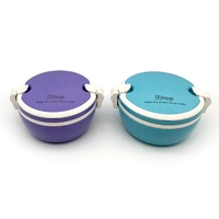Boîte à bento de haute qualité à compartiment unique pour enfants, en paille de blé de qualité alimentaire, avec couvercles sans BPA, poignée en option pour enfants