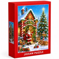 Puzzle Natal Kustom Pabrik 500 1000 Potong Karton Biru Puzzle Jigsaw Personal untuk Hadiah