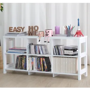 Estante de almacenamiento abierto de madera de 6 unidades, mueble de TV y organizador para entretenimiento en la sala de estar-Ofertas de suministro de fábrica - Product Image 6