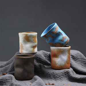 Tasse à café en céramique vintage unique et personnalisée, style japonais, avec glaçure dégradée, en forme de fût d'huile, pour cadeaux d'affaires - Product Image 4