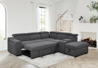 Modulares Verstellbares Ecksofa mit Elektrisch Verstellbarer Kopfstütze Gepolstertes Stoffsofa-Bett für Luxuriöses Wohnzimmer