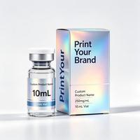 Boîtes d'emballage personnalisées pour flacons de peptides holographiques avec logo imprimé, 2 ml, 3 ml, 5 ml, 10 ml, 20 ml, avec étiquettes en vinyle imperméables