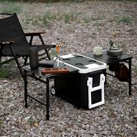 Glacière isotherme 35L avec table pliante hydraulique, glacière rigide pour camping, voiture et extérieur - Offre Spéciale