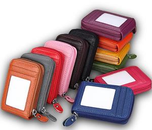 Portefeuille <span class=keywords><strong>accordéon</strong></span> en cuir véritable avec <span class=keywords><strong>fenêtre</strong></span> d'identification RFID 11 fentes pour cartes de crédit - Product Image 1