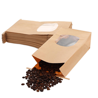 Emballage personnalisé pour bougies, sac en papier kraft brun à fond carré avec fermeture à ruban et laminage