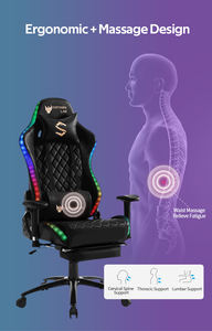 VANBOW 2023 Chaise de jeu LED RGB tendance pour bureau à domicile Style exécutif en cuir avec fonctions de massage et d'inclinaison - Product Image 2