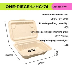 7 "* 4" đa chức năng mía lật container thực phẩm, tự nhiên mía bột giấy, dùng một lần takeout, kết nối lật hộp - Product Image 3