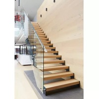 Escalier modulaire en acier avec marches en bois de luxe, fabrication chinoise, design moderne, sécurité intérieure, marches en bois préfabriquées de luxe