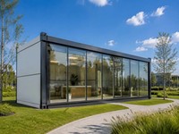 Bâtiment de bureaux conteneurisé à double étage avec mur-rideau en verre, espace de travail modulaire préfabriqué, salle de réunion, centre de conférence