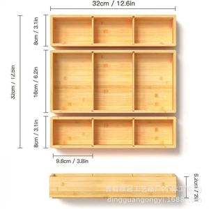 Wooden Compartmentalized Storage <b>Box</b> 32cm x 16cm Eco Friendly Kitchen Condiment Organizer Makeup Holder - Product Image 1