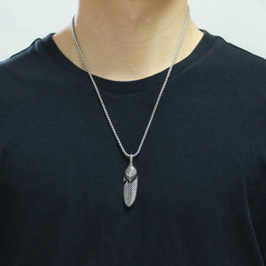 Collana con ciondolo in piuma di cuore in acciaio inossidabile con Design 3D senza appannamento per donna uomo - Product Image 4