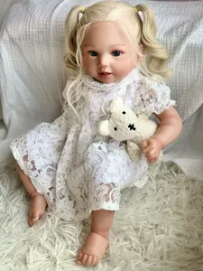 Boneca de silicone R&B para bebês, boneca realista de vinil para recém-nascidos, cabelo de fibra corporal pesada, presente de aniversário, bonecas reborn para 3 anos ou mais