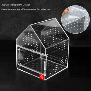 2025 tinh thể rõ ràng Acrylic bò sát bao vây-360 ° toàn cảnh Cube môi trường sống W/ Escape-proof từ trượt nắp - Product Image 4