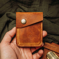 Dompet kartu kulit asli, dompet kulit kuda gila Vintage, dompet kartu kredit saku depan, dompet minimalis ramping
