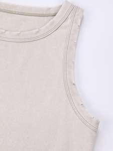 ホットでセクシーな無地のスリムフィットタンクトップ、女性用ノースリーブベスト、240g高品質100％コットンニット、カスタムレディースベスト - Product Image 5