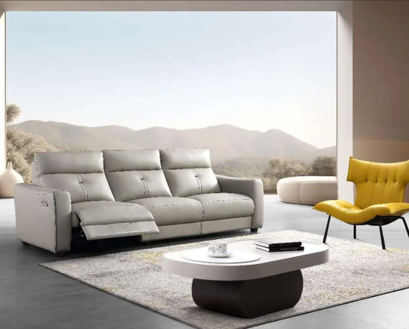Modern lüks tasarım kanepe oturma odası mobilya Recliner koltuk takımı deri mobilya elektrikli Reclined koltuk takımı
